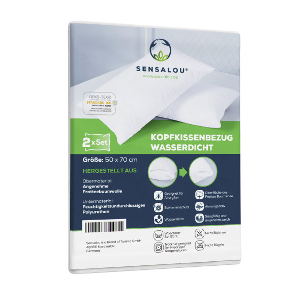 Sensalou Kopfkissenbezug wasserdicht 50x70 cm - 2er Pack